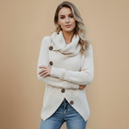 Effen gebreide trui met col en knoopdetails Jelle Jora Mode