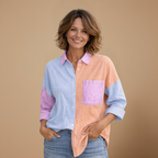 Damesblouse met kleurblokken en knoopsluiting Jelle Jora Mode