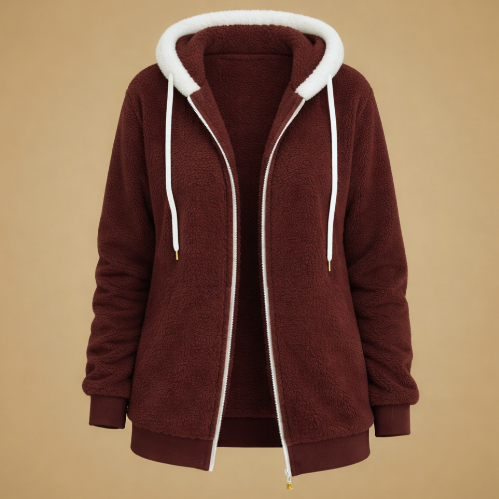 Losvallende fleece jas met capuchon voor dames Jelle Jora Mode