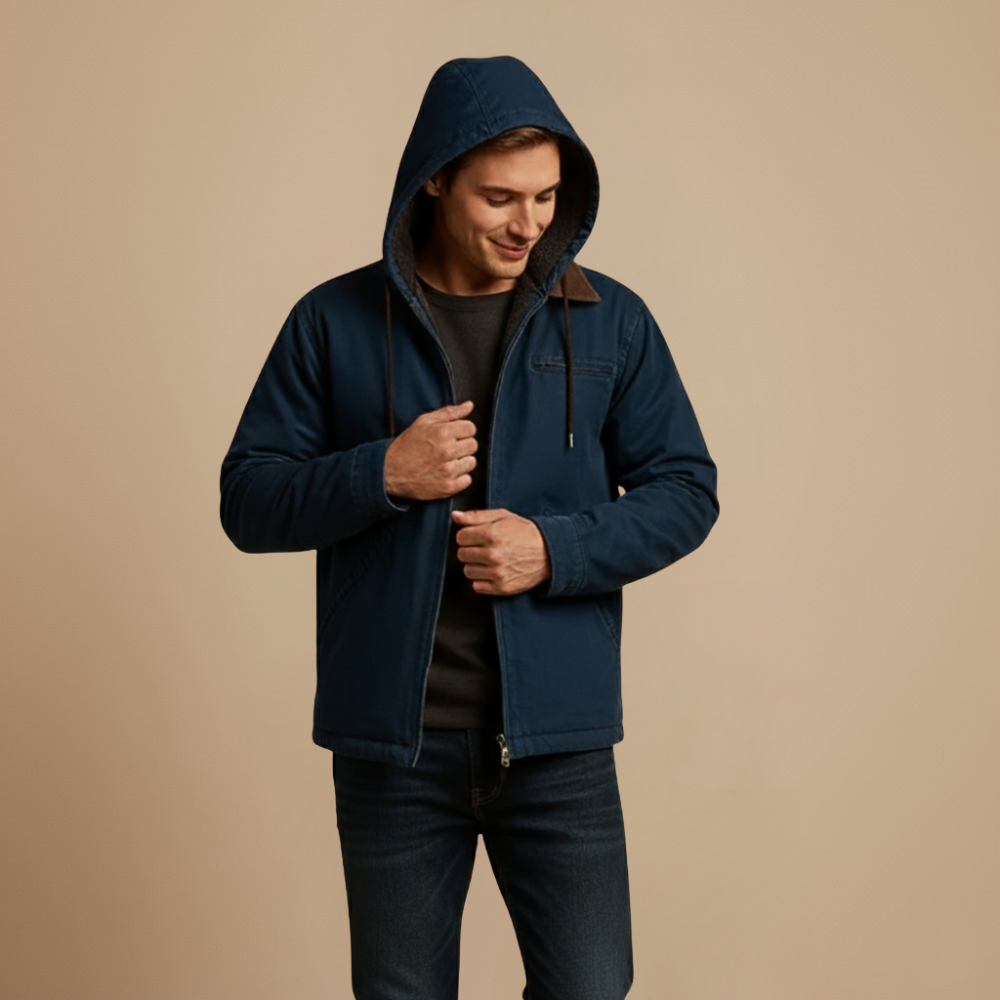 Casual Katoenen Jas met Capuchon en Fluweelachtige Voering Jelle Jora Mode