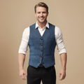Slim fit enkelrijig denim zakelijk vest Jelle Jora Mode