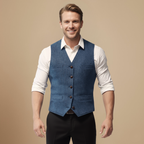 Slim fit enkelrijig denim zakelijk vest Jelle Jora Mode