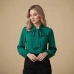 Damesblouse met lange mouwen en elegant strikdetail Jelle Jora Mode