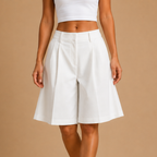 Dames bermudashorts met hoge taille en wijde pijpen Jelle Jora Mode