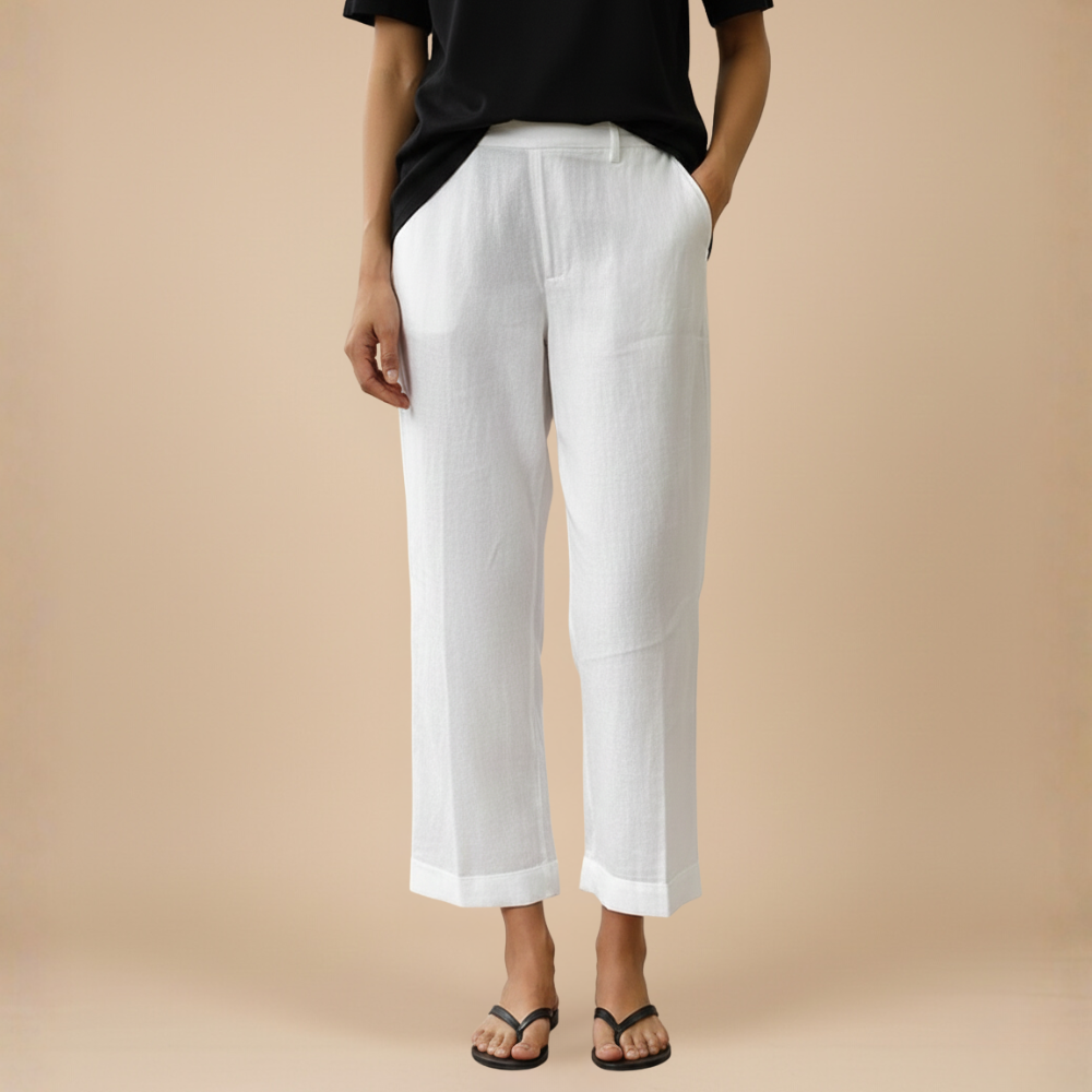 Casual broek met wijde pijpen en knoopsluiting voor dames Jelle Jora Mode