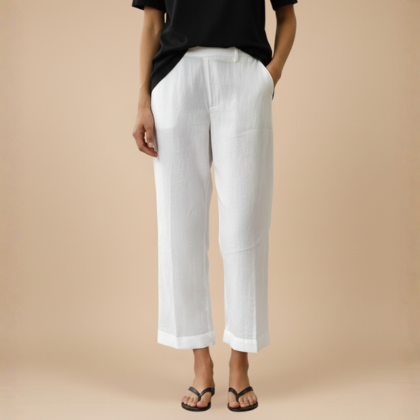 Casual broek met wijde pijpen en knoopsluiting voor dames Jelle Jora Mode