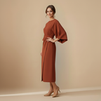 Elegante Effen Jurk met Vleermuismouwen Jelle Jora Mode