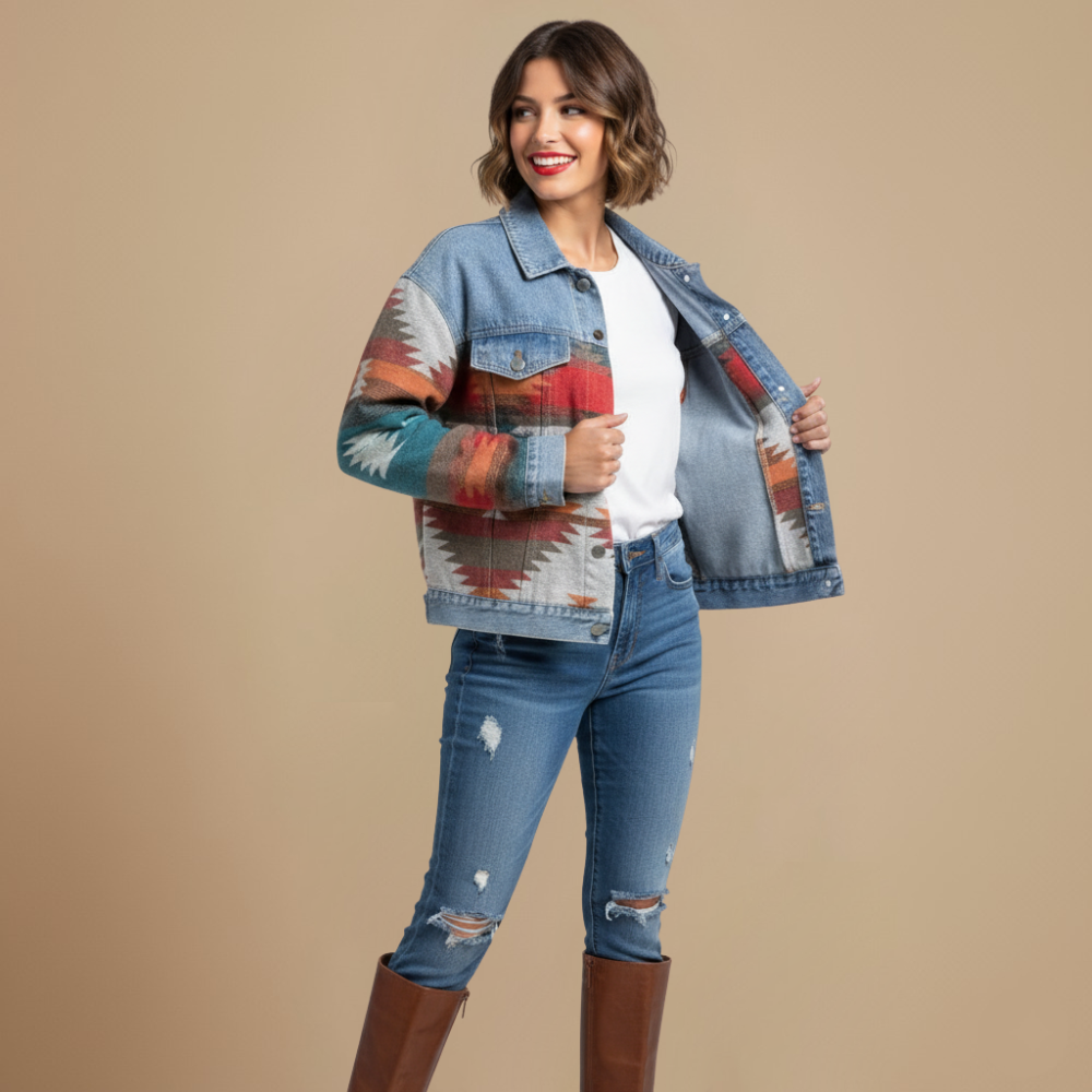 Denim Patchwork Jasje in Retrostijl Jelle Jora Mode