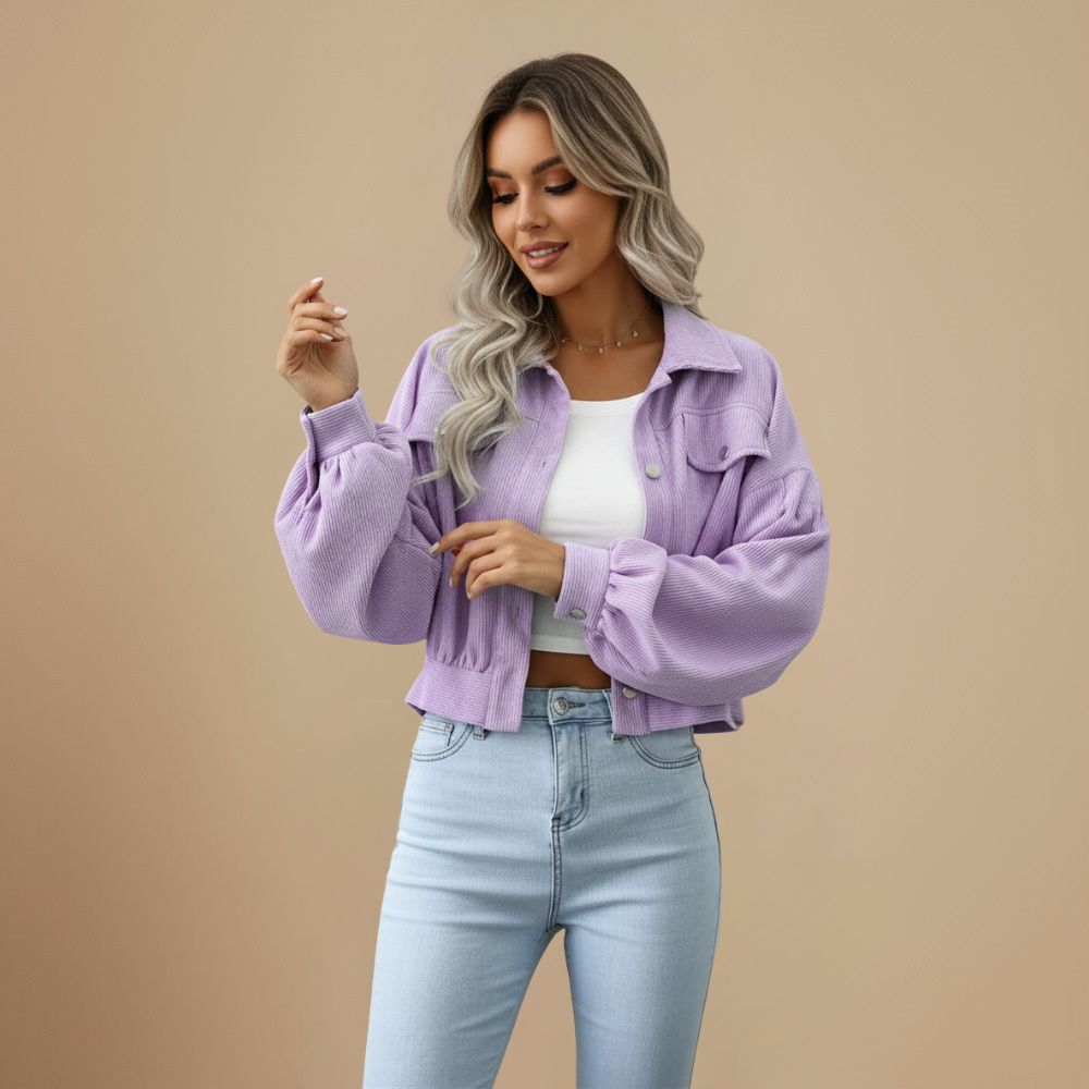 Vintage Corduroy Cropped Jas Jelle Jora Mode