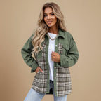 Denim jasje met patchwork ruitjesmotief en knoopsluiting Jelle Jora Mode