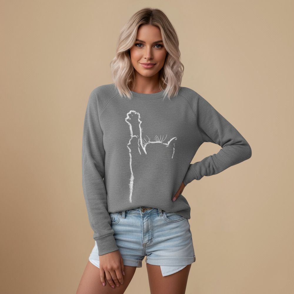 Sweatshirt Met Ronde Hals En Witte Kattenprint Jelle Jora Mode