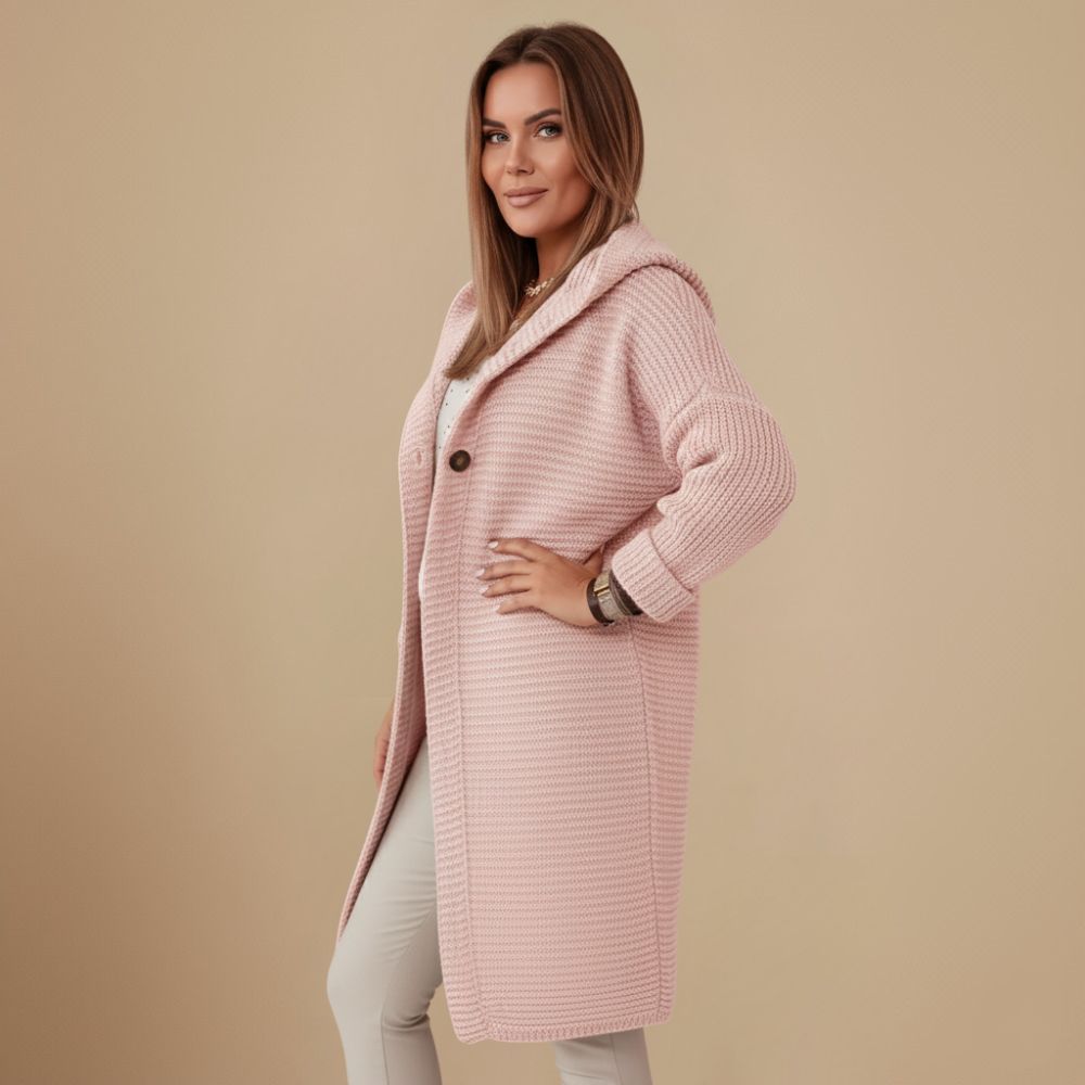 Gebreid Damesvest met Knopen en Capuchon Jelle Jora Mode