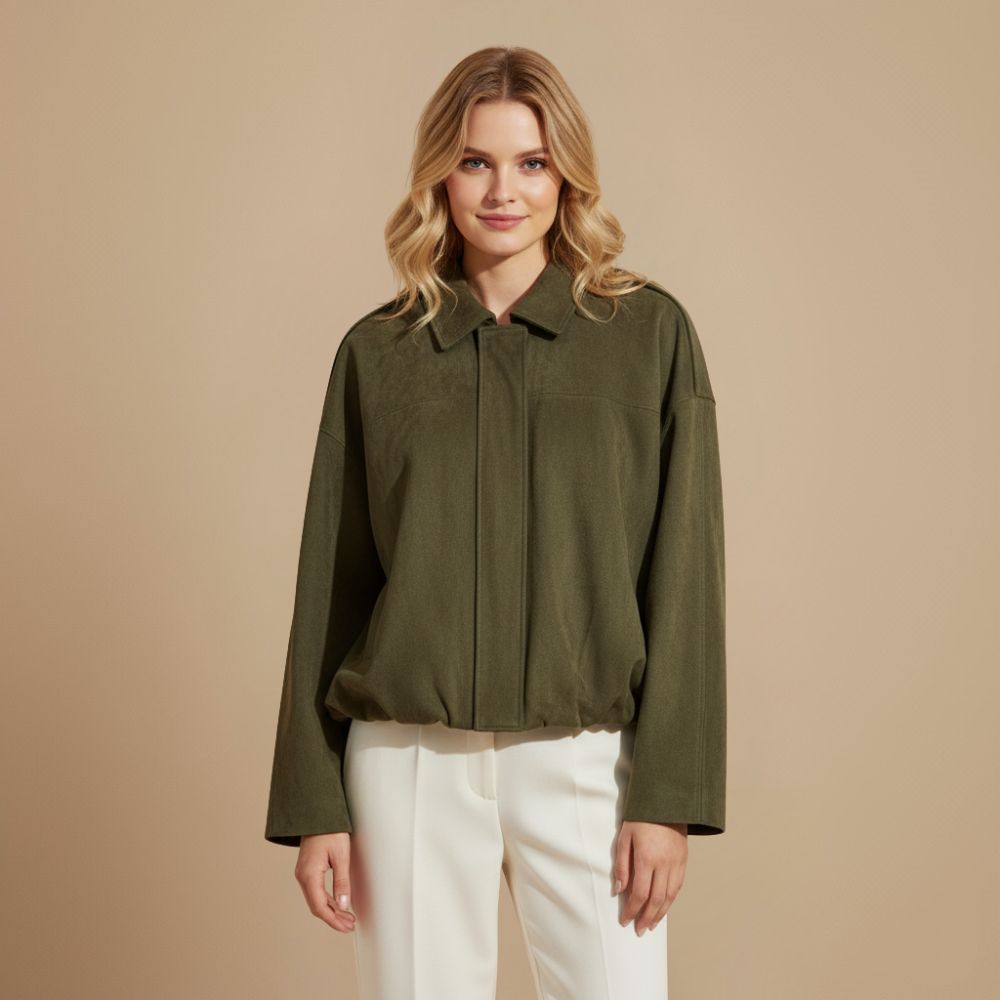 Elegante jas met schouderbanden van imitatiesuède Jelle Jora Mode