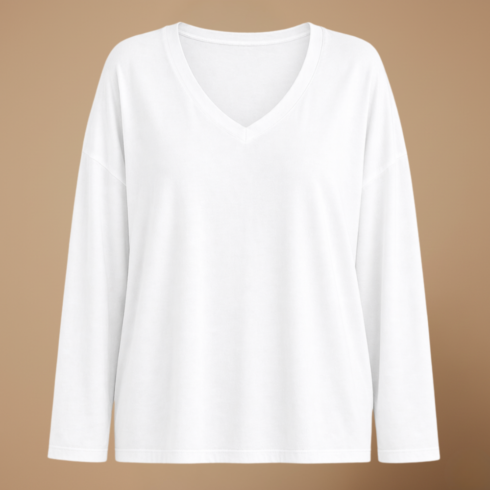 Dames blouse met V-hals en lange mouwen Jelle Jora Mode