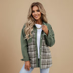 Denim jasje met patchwork ruitjesmotief en knoopsluiting Jelle Jora Mode
