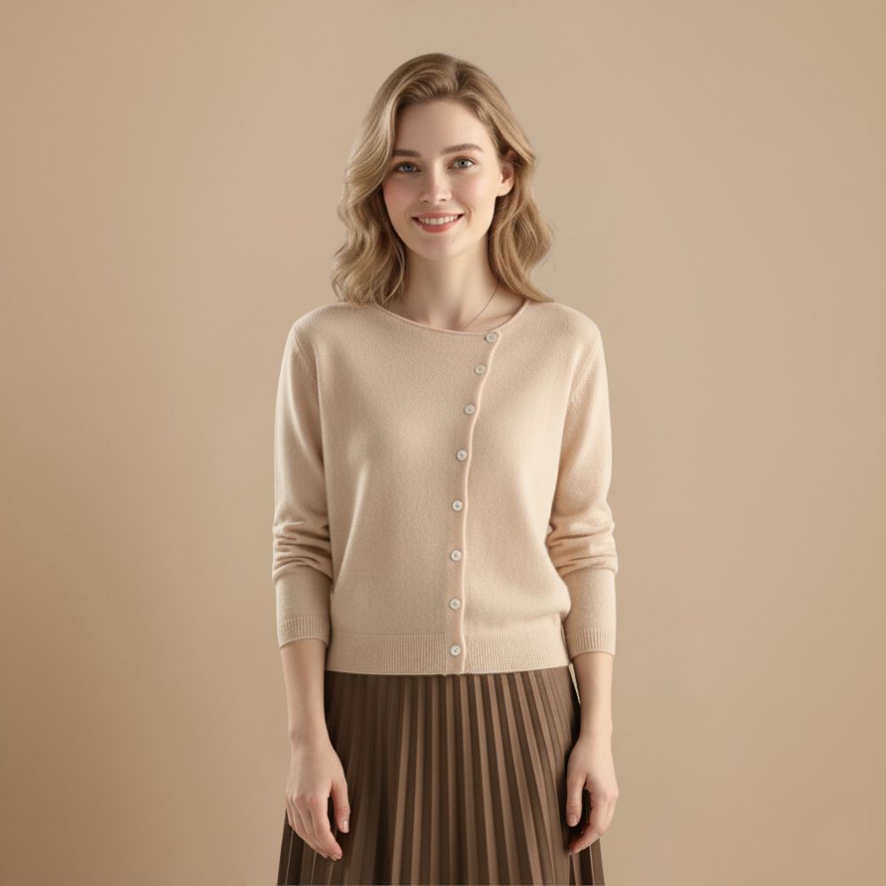 Knoopvest met gebreide kraag en lange mouwen Jelle Jora Mode