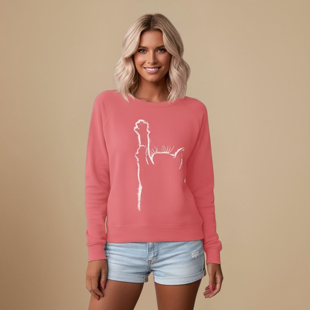 Sweatshirt Met Ronde Hals En Witte Kattenprint Jelle Jora Mode