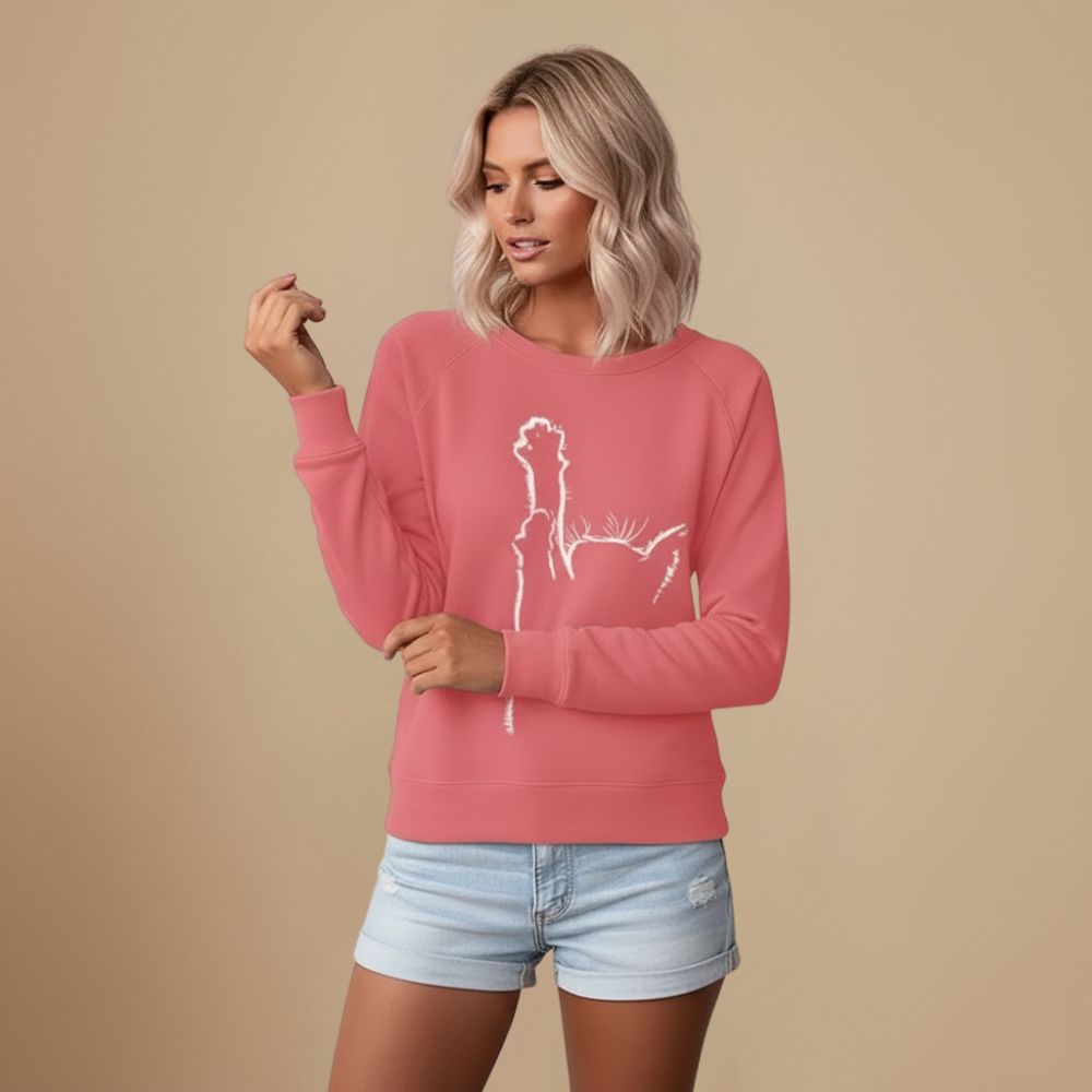 Sweatshirt Met Ronde Hals En Witte Kattenprint Jelle Jora Mode