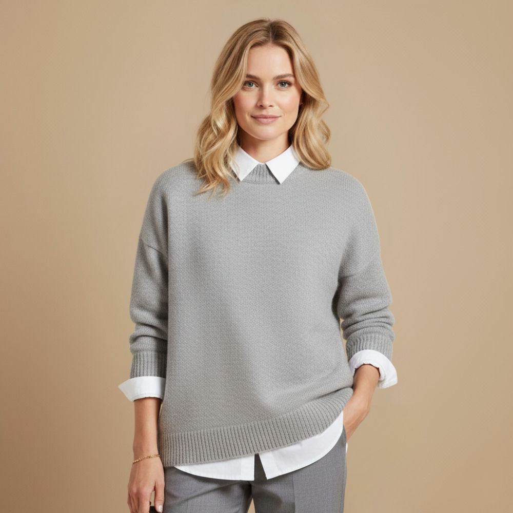 Zachte gebreide damespullover met ronde hals Jelle Jora Mode