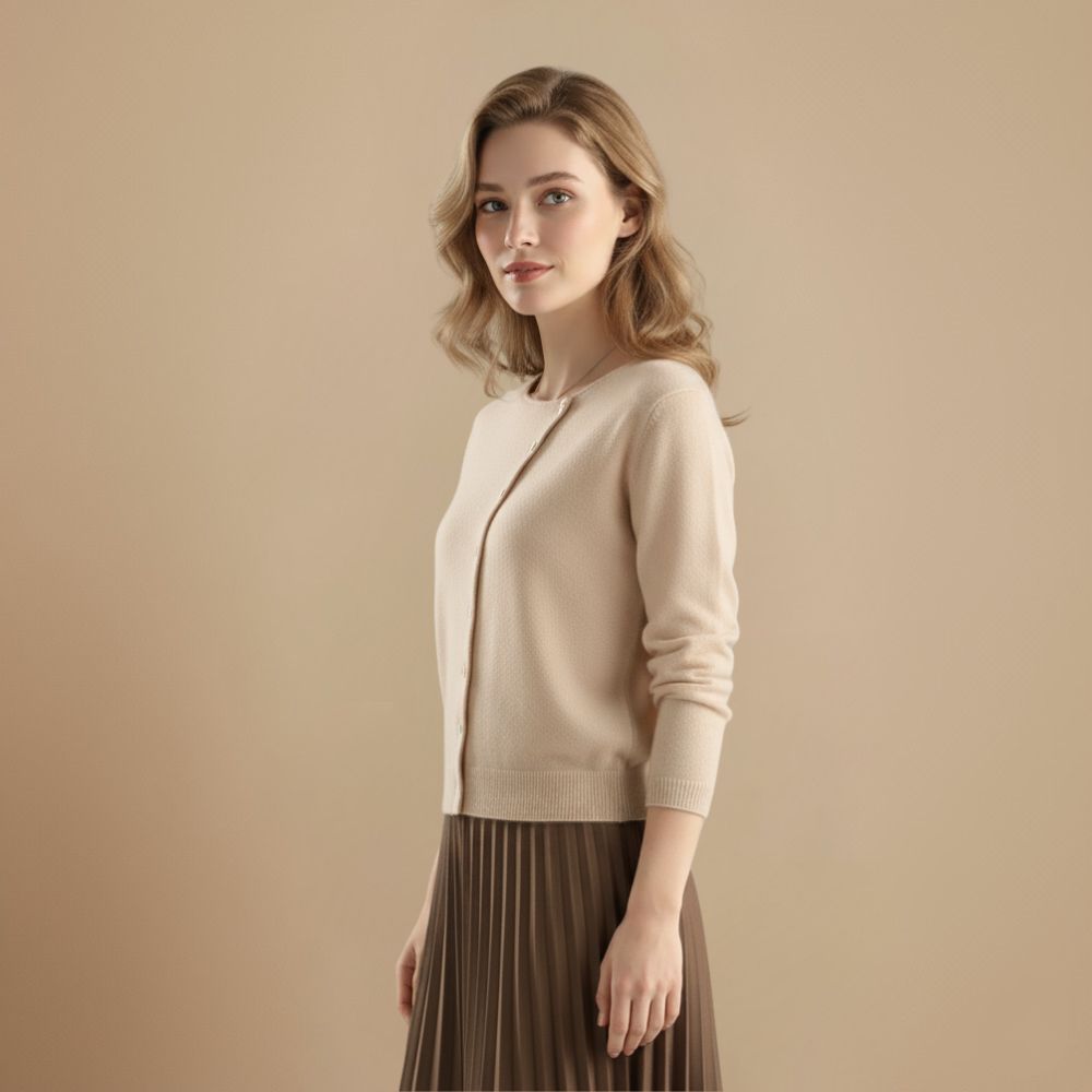 Knoopvest met gebreide kraag en lange mouwen Jelle Jora Mode