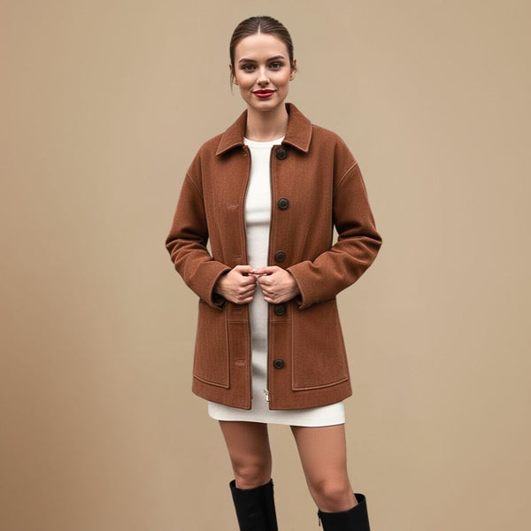 Vintage bruin jasje met revers en enkele knoopsluiting Jelle Jora Mode