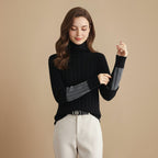 Turtleneck trui met geribde hoge kraag en strepen Jelle Jora Mode