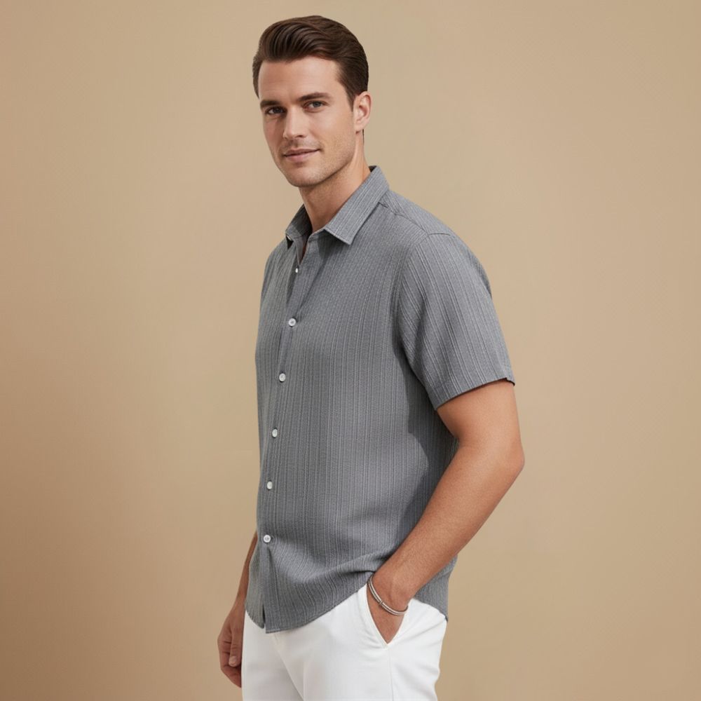 Mode Heren Linnen Korte Mouw Overhemd Jelle Jora Mode