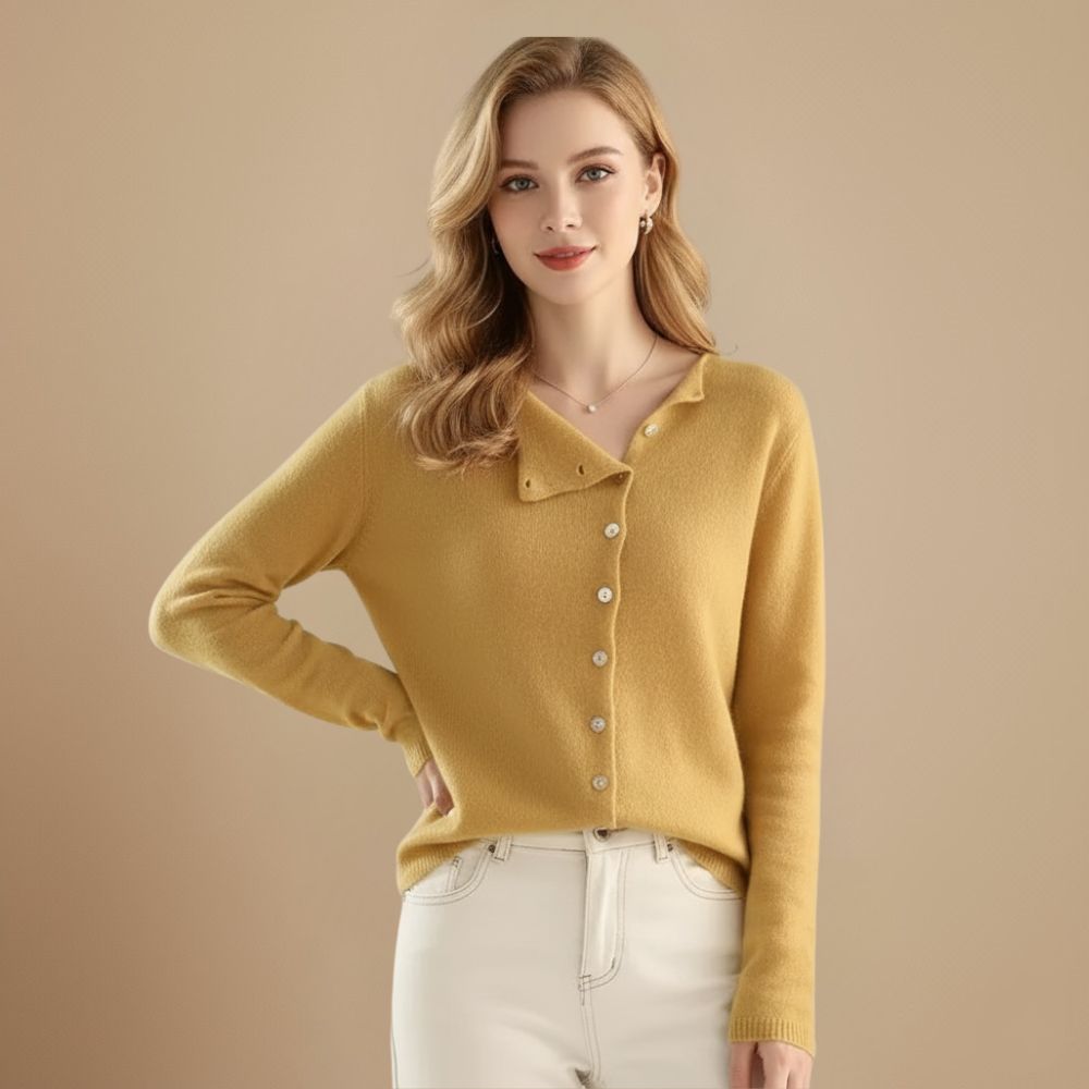 Knoopvest met gebreide kraag en lange mouwen Jelle Jora Mode