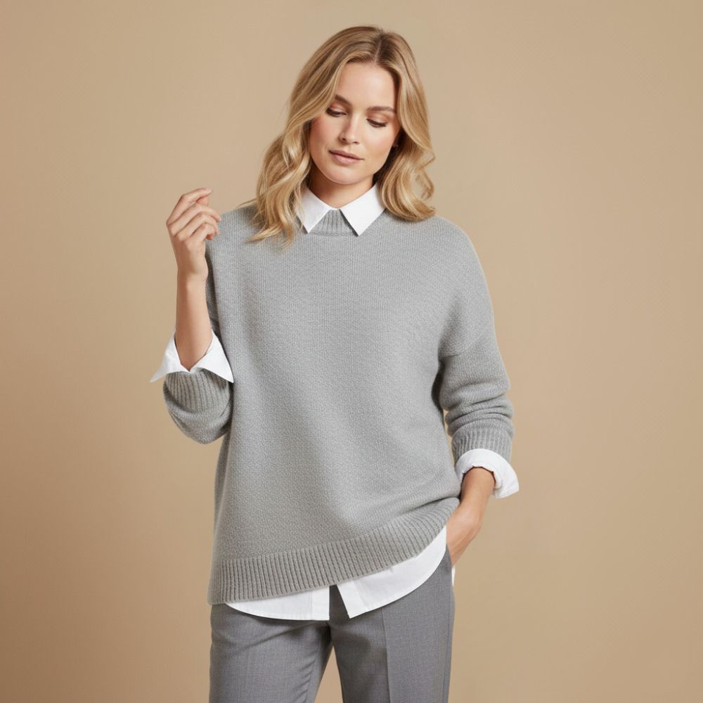 Zachte gebreide damespullover met ronde hals Jelle Jora Mode