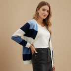 Veelkleurige Gestreepte Gebreide Vestjas Jelle Jora Mode