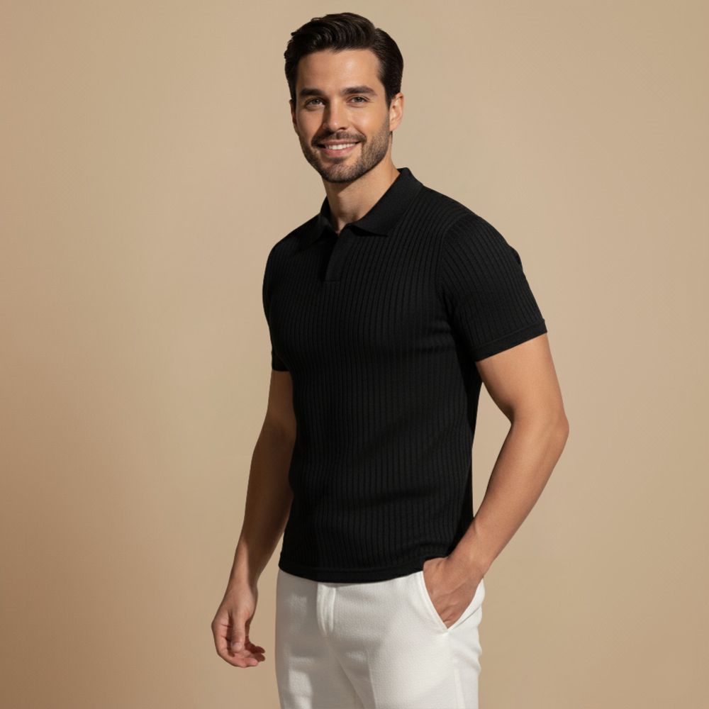 Heren Slim Fit Gebreid Polo T-Shirt Jelle Jora Mode