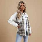 Denim jasje met patchwork ruitjesmotief en knoopsluiting Jelle Jora Mode