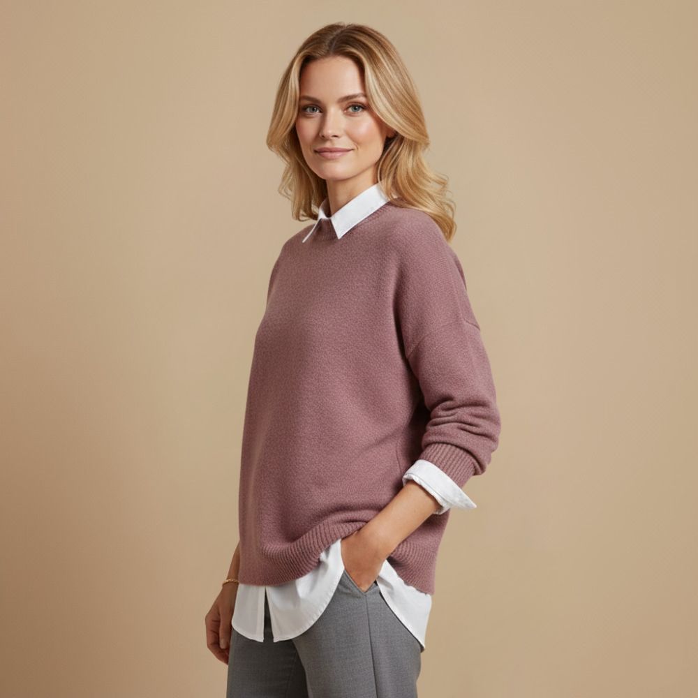 Zachte gebreide damespullover met ronde hals Jelle Jora Mode