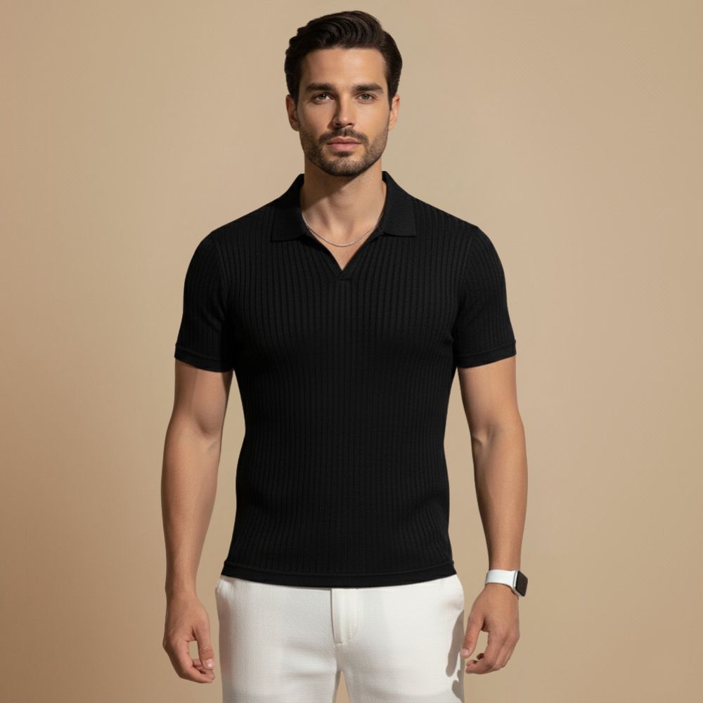 Heren Slim Fit Gebreid Polo T-Shirt Jelle Jora Mode
