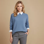 Zachte gebreide damespullover met ronde hals Jelle Jora Mode