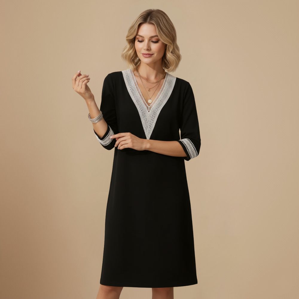 Elegante katoenen linnen zomerjurk met V-hals Jelle Jora Mode