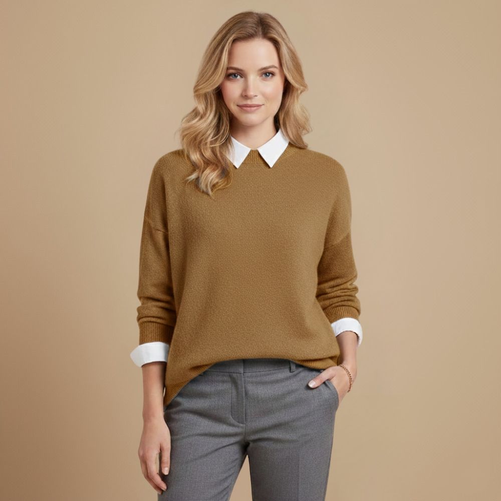 Zachte gebreide damespullover met ronde hals Jelle Jora Mode