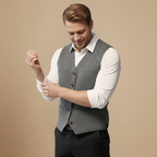 Slim fit enkelrijig denim zakelijk vest Jelle Jora Mode