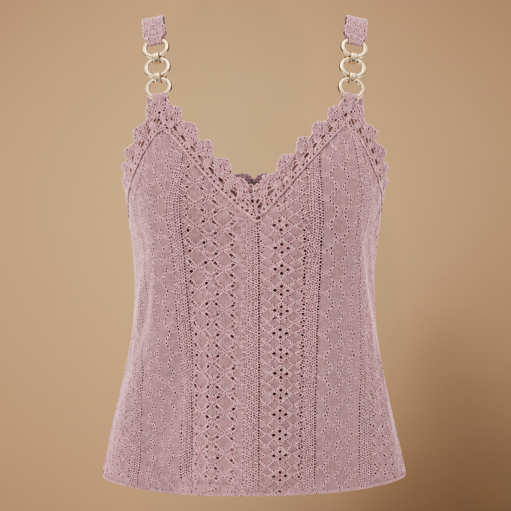 Damesblouse met spaghettibandjes en kanten rand Jelle Jora Mode