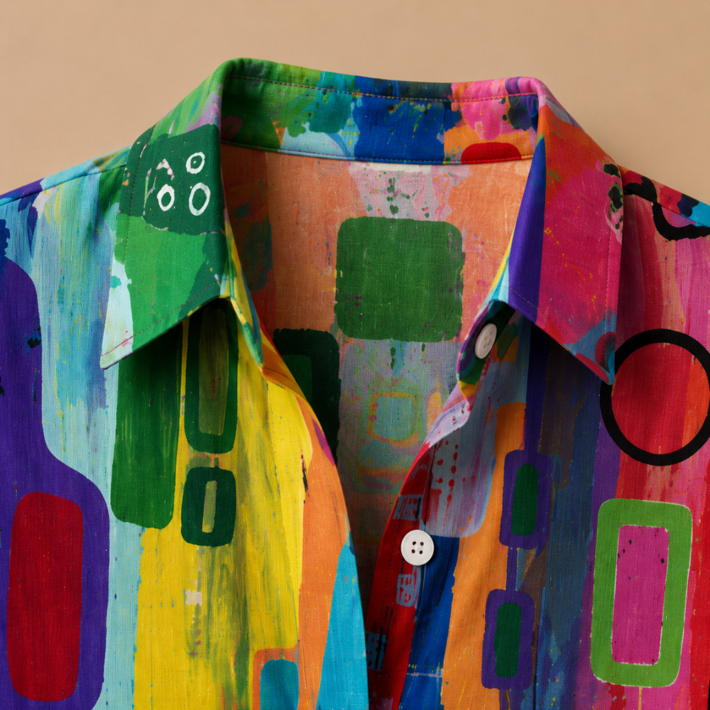 Dames casual blouse met lange mouwen knopen en abstract patroon Jelle Jora Mode