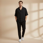 Herenoverhemd met korte mouwen en revers bijpassende set Jelle Jora Mode