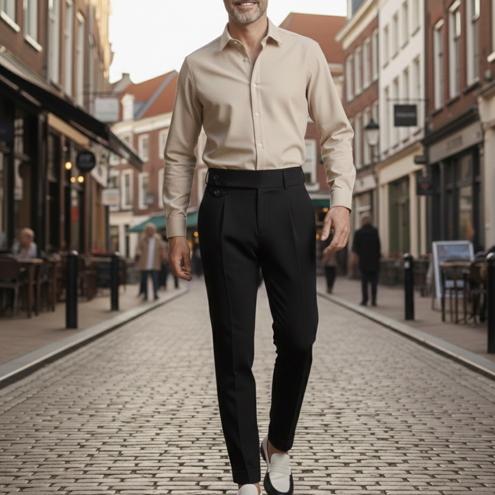 Herenbroek met hoge taille en rechte pijpen Jelle Jora Mode