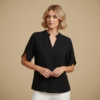 Casual damesblouse met V-hals en gesplitste mouwen Jelle Jora Mode