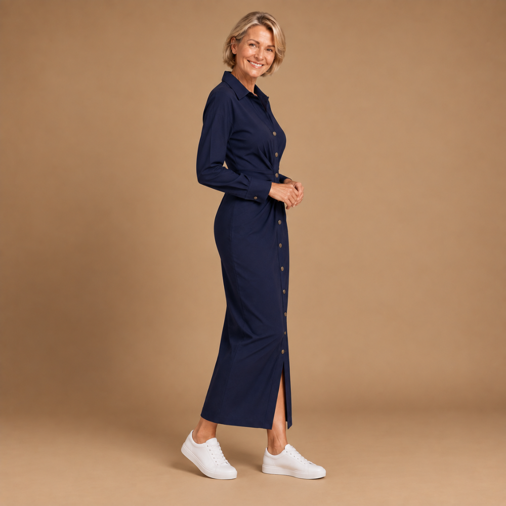 Minimalistische midi-jurk met ruches en strikbandjes voor dames Jelle Jora Mode