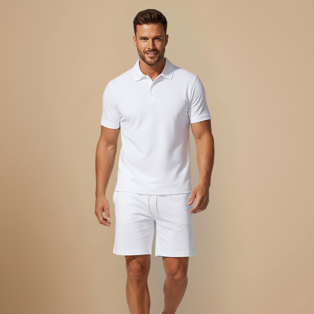 Casual Poloshirt en Korte Broek Tweedelige Set voor Heren Jelle Jora Mode