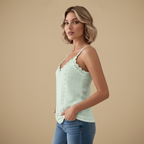 Zomerse crop top met kanten rand en V-hals voor dames Jelle Jora Mode