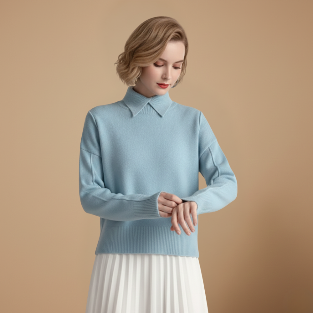 Losse gebreide trui met polokraag en lange mouwen voor dames Jelle Jora Mode
