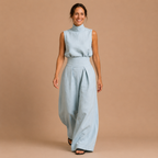 Dames elegante mouwloze set met coltrui en broek Jelle Jora Mode
