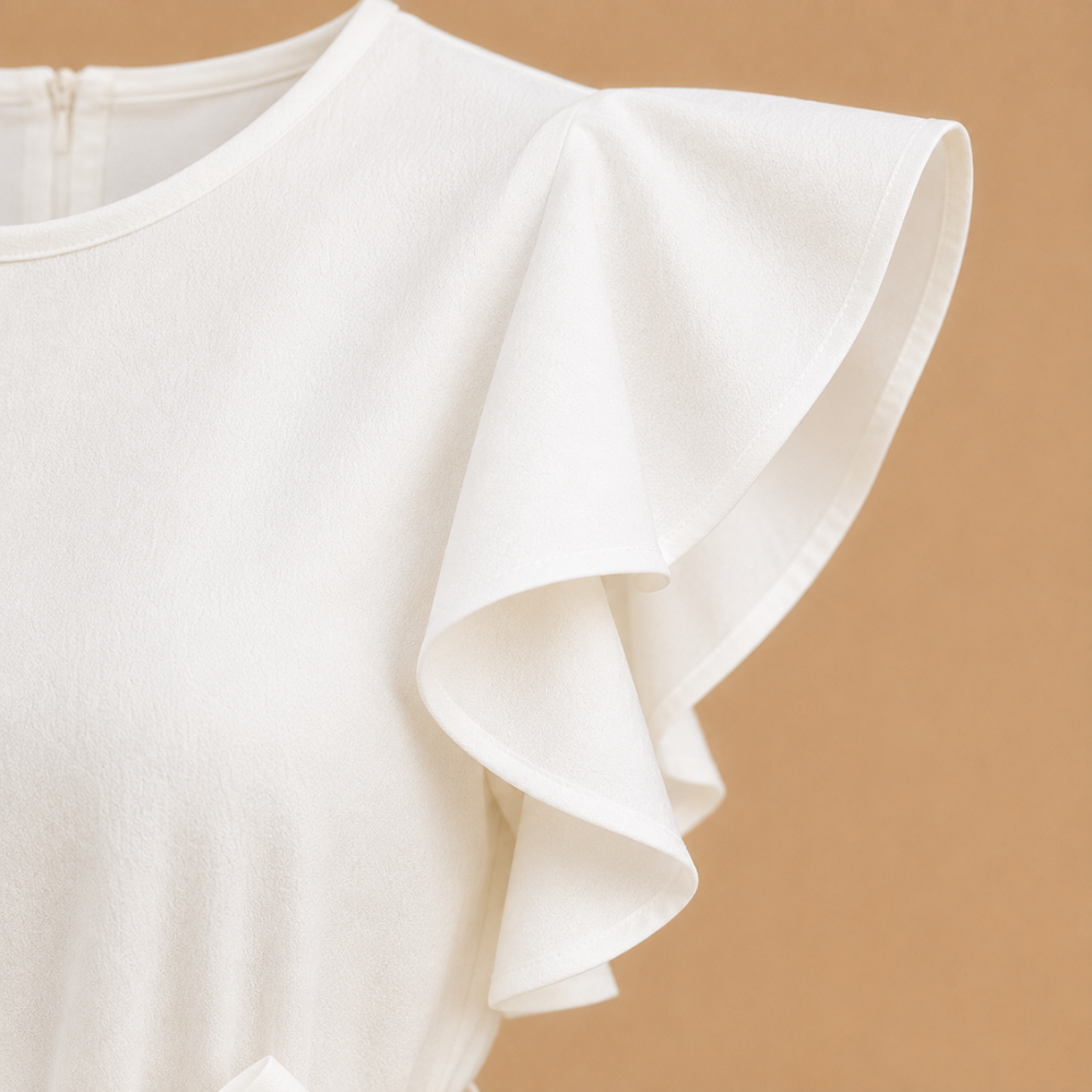 Dames jumpsuit met wijde pijpen gerimpelde mouwen en ceintuur Jelle Jora Mode