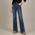 Retro hooggetailleerde denim wijde flared jeans voor dames Jelle Jora Mode